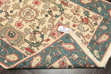 4x6 Ivory, Turquiose, Moss Color Hand Knotted Nourison Nourmak Soumak Wool Traditional Oriental Rug