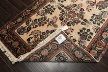 4x6 Ivory, Green, Rose Color Hand Knotted Indo Sarouk New Zealand Wool Traditional Oriental Rug