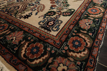 4x6 Ivory, Green, Rose Color Hand Knotted Indo Sarouk New Zealand Wool Traditional Oriental Rug