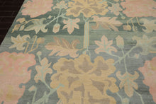 8x10 Aqua, Rose, Beige Color Hand Knotted Tibetan Wool Art Deco Oriental Rug