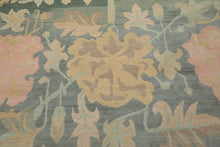 8x10 Aqua, Rose, Beige Color Hand Knotted Tibetan Wool Art Deco Oriental Rug