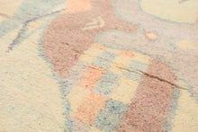 4x6 Ivory, Aqua, Lavender Color Hand Knotted Indo Tibetan Wool Art Deco Oriental Rug