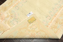 Runner Faded Mint, Aqua, Blush Color Hand Knotted French Aubusson savonnerie Wool Traditional Oriental Rug