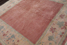Square Rose, Taupe, Ivory Color Hand Knotted Tibetan Wool Contemporary Oriental Rug