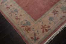 Square Rose, Taupe, Ivory Color Hand Knotted Tibetan Wool Contemporary Oriental Rug