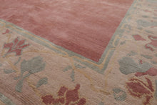 Square Rose, Taupe, Ivory Color Hand Knotted Tibetan Wool Contemporary Oriental Rug