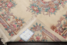 5x8 Ivory, Aqua, Taupe Color Hand Knotted French Aubusson Savonnerie Wool Traditional Oriental Rug