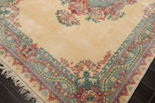 6x9 Ivory, Aqua, Lavender Color Hand Knotted French Aubusson Savonnerie New Zealand Wool Traditional Oriental Rug