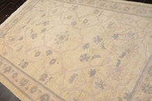 6x9 Ivory, Gray, Rose Color Hand Knotted Tibetan Wool Transitional Oriental Rug