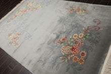 6x9 Gray, Green, Rose Color Hand Knotted French Aubusson Savonnerie Wool Traditional Oriental Rug
