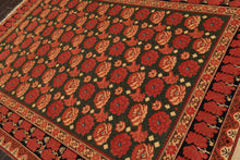 6x9 Green, Rose, Charcoal Color Hand Knotted  Wool Traditional Oriental Rug
