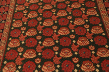 6x9 Green, Rose, Charcoal Color Hand Knotted  Wool Traditional Oriental Rug