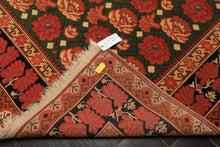 6x9 Green, Rose, Charcoal Color Hand Knotted  Wool Traditional Oriental Rug