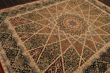 8x10 Ivory, Brown, Black Color Hand Tufted  Wool & Silk Traditional Oriental Rug