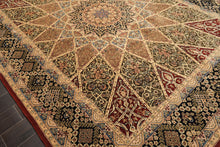 8x10 Ivory, Brown, Black Color Hand Tufted  Wool & Silk Traditional Oriental Rug
