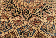8x10 Ivory, Brown, Black Color Hand Tufted  Wool & Silk Traditional Oriental Rug