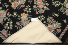 6x9 Charcoal, Mint, Rose Color Hand Woven Portugese Needlepoint Wool Traditional Oriental Rug
