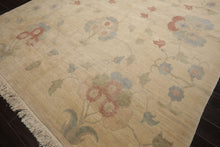 9x12 Beige, Oatmeal, Rose Color Hand Knotted Tibetan Wool Arts & Crafts Oriental Rug