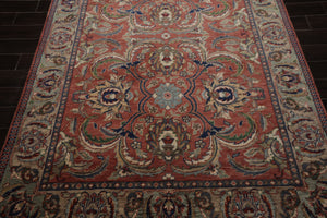 6x9 Rose, Ivory, Beige Color Hand Knotted French Aubusson Savonnerie Wool Traditional Oriental Rug