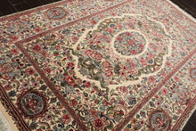 6x9 Ivory, Green, Rose Color Hand Knotted French Aubusson Savonnerie New Zealand Wool Traditional Oriental Rug