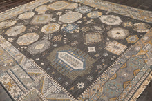 8x10 Charcoal, Gray, Teal Color Hand Knotted Soumak Wool Transitional Oriental Rug