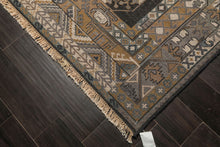 8x10 Charcoal, Gray, Teal Color Hand Knotted Soumak Wool Transitional Oriental Rug