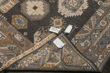 8x10 Charcoal, Gray, Teal Color Hand Knotted Soumak Wool Transitional Oriental Rug