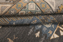 8x10 Charcoal, Gray, Teal Color Hand Knotted Soumak Wool Transitional Oriental Rug