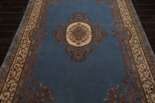 6x9 Blue, Ivory, Taupe Color Hand Knotted French Aubusson Savonnerie Wool Traditional Oriental Rug