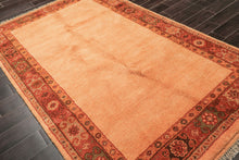 5x8 Orange, Red, Brown Color Hand Knotted Gabbeh Wool Modern Oriental Rug