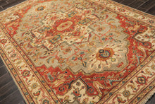 6x9 Moss, Gray, Ivory Color Hand Knotted Heriz Wool Transitional Oriental Rug