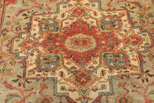 6x9 Moss, Gray, Ivory Color Hand Knotted Heriz Wool Transitional Oriental Rug