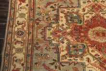 6x9 Moss, Gray, Ivory Color Hand Knotted Heriz Wool Transitional Oriental Rug