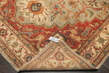 6x9 Moss, Gray, Ivory Color Hand Knotted Heriz Wool Transitional Oriental Rug