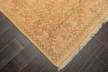 6x9 Gold, Sage, Brown Color Hand Knotted Oushak Wool Transitional Oriental Rug