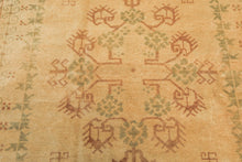 6x9 Gold, Sage, Brown Color Hand Knotted Oushak Wool Transitional Oriental Rug