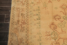 6x9 Gold, Sage, Brown Color Hand Knotted Oushak Wool Transitional Oriental Rug