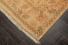 6x9 Gold, Sage, Brown Color Hand Knotted Oushak Wool Transitional Oriental Rug
