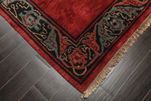 6x9 Red, Black, Aqua Color Hand Knotted Tibetan Wool Modern Oriental Rug