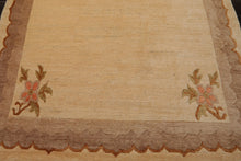 6x9 Ivory, Tan, Brown Color Hand Knotted Tibetan Wool European Classic Oriental Rug
