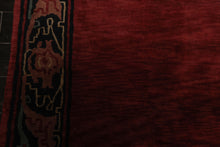 6x9 Red, Black, Aqua Color Hand Knotted Tibetan Wool Modern Oriental Rug