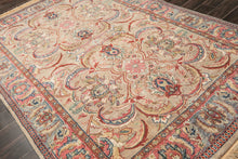 6x9 Brown, Slate, Rose Color Hand Knotted Oushak Wool Traditional Oriental Rug