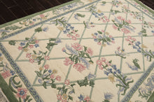 6x9 Ivory, Mint, Blush Color Hand Knotted French Aubusson Savonnerie New Zealand Wool Traditional Oriental Rug