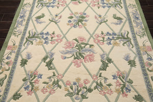 6x9 Ivory, Mint, Blush Color Hand Knotted French Aubusson Savonnerie New Zealand Wool Traditional Oriental Rug