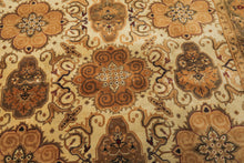 6x9 Beige, Green, Brown Color Hand Knotted Oushak Wool Traditional Oriental Rug