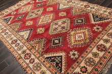 6x9 Red, Gold, Sage Color Hand Knotted Kazak Wool Traditional Oriental Rug