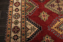 6x9 Red, Gold, Sage Color Hand Knotted Kazak Wool Traditional Oriental Rug