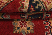 6x9 Red, Gold, Sage Color Hand Knotted Kazak Wool Traditional Oriental Rug