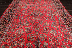 Oversize Coral Hand Knotted Traditional Heriz Medallion Wool Oriental Area Rug