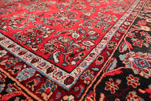 Oversize Coral Hand Knotted Traditional Heriz Medallion Wool Oriental Area Rug